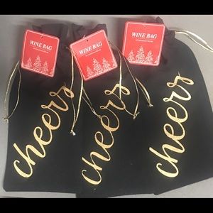 Black/Gold “CHEERS” Canvas Wine Bags 🍷Set 0f 3